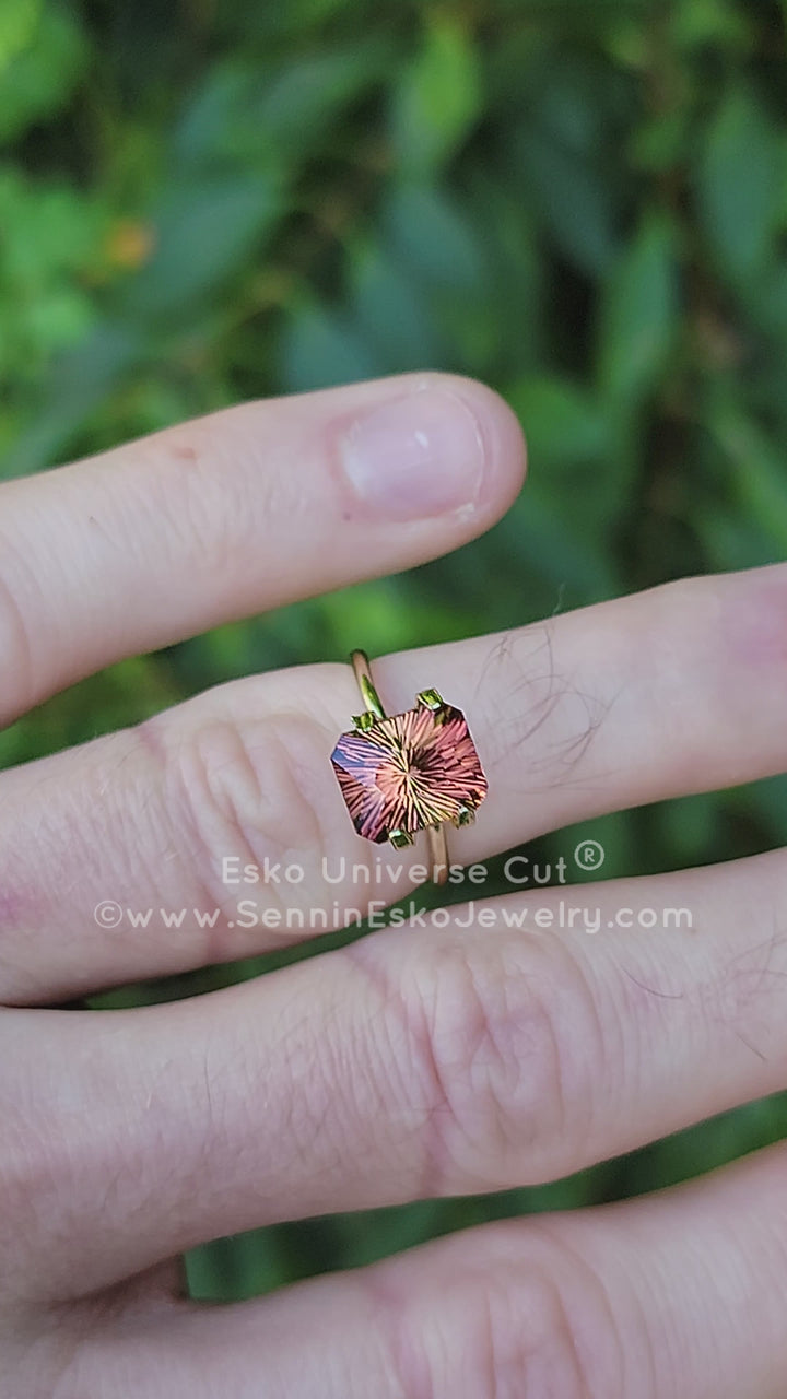 3.7 carat Sunset Tourmaline Rectangular Octagon - 9.6x8mm - Esko Universe Cut ®