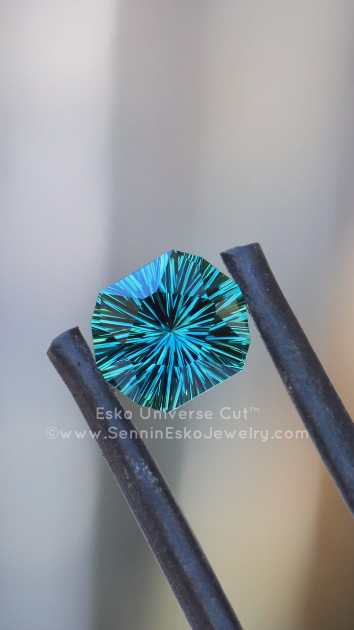 1.7 Carat Blue/Green Sapphire Hexagonal Cushion- 7.7x6.4mm - Esko Universe Cut ™