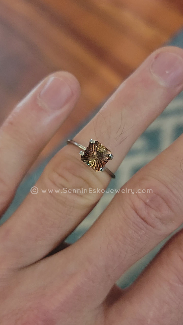 1.8 Carat Bi Color Sunset Tourmaline - 7.2x8.8mm - Esko Universe Cut ™