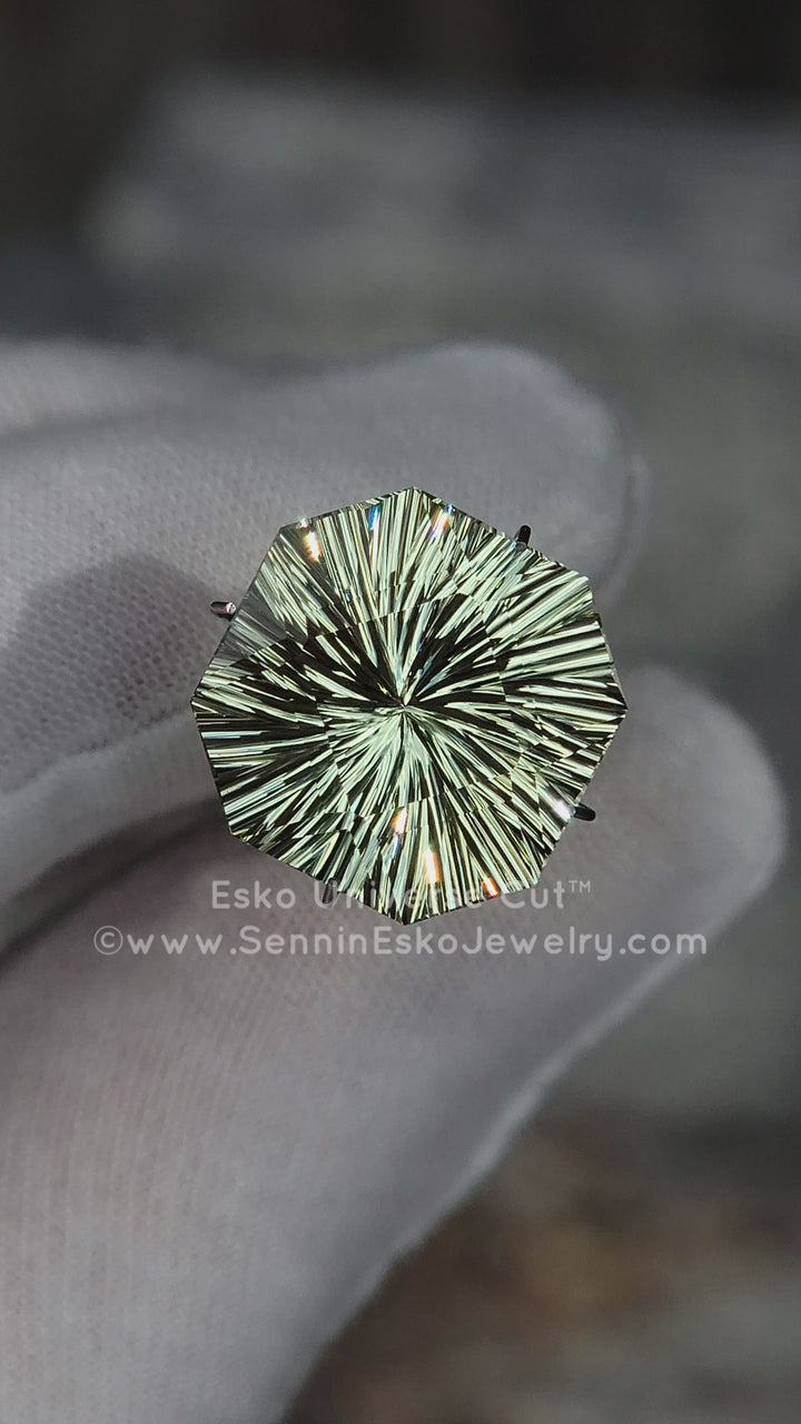 12.5 Carat Lime Heliodor Square Octagon - 15.2x16.2mm - Esko Universe Cut ™