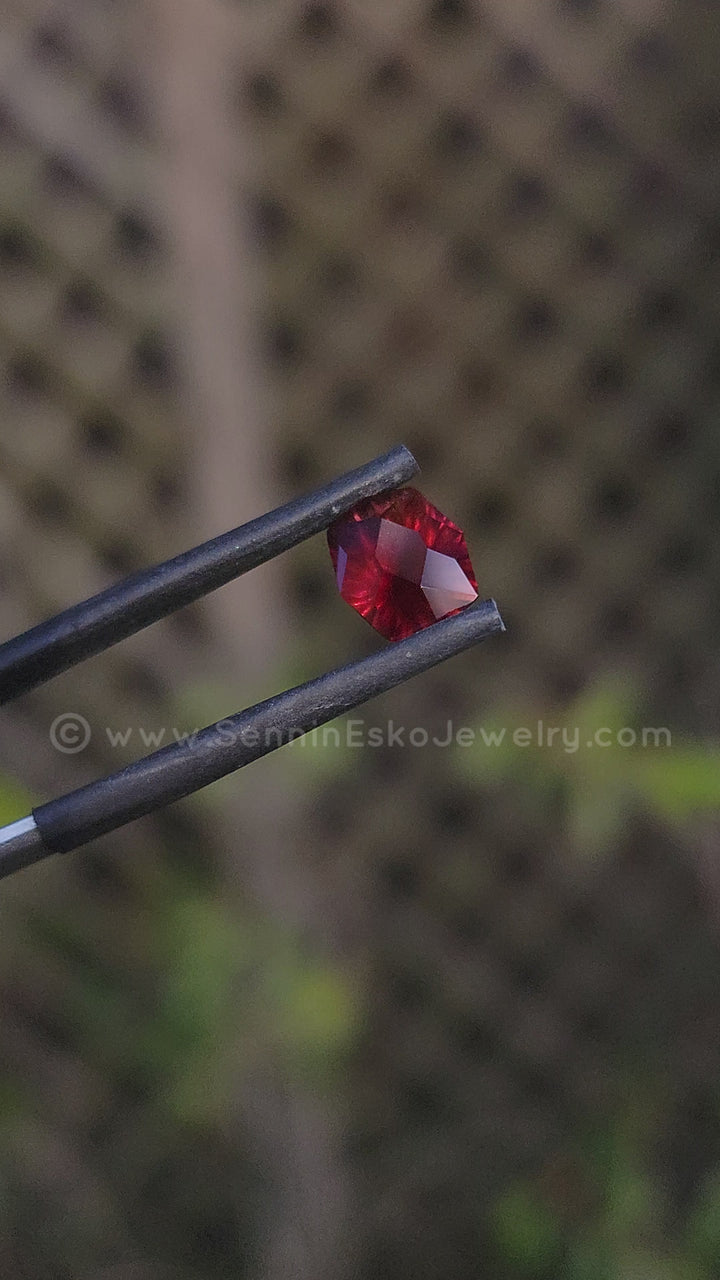 2.5ct Velvety Orange & Red Sapphire - 8.8x7.3mm - Fantasy Cut