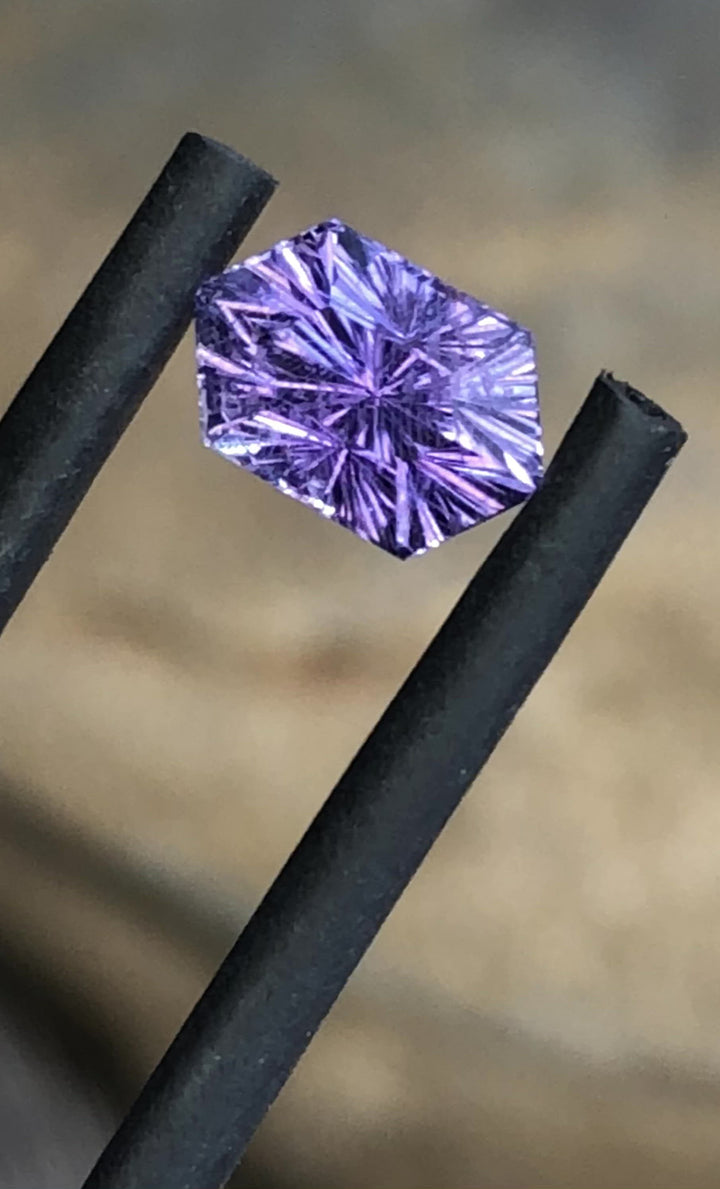 Fantasy Cut Purple Sapphire Hexagon - Rupee Cut Sapphire - 1.12 carats 7x4.5mm