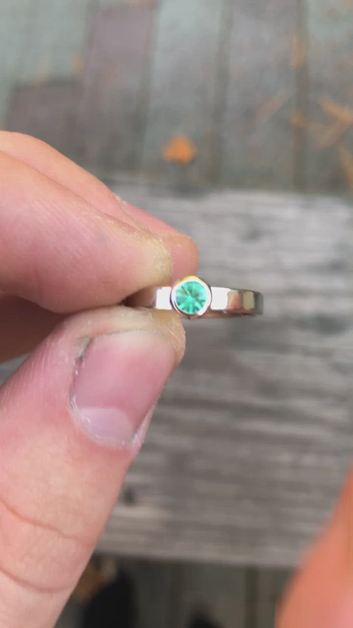Medium weight Platinum setting - Depicted with an Emerald (Setting Only, Center Stone Sold Separately)