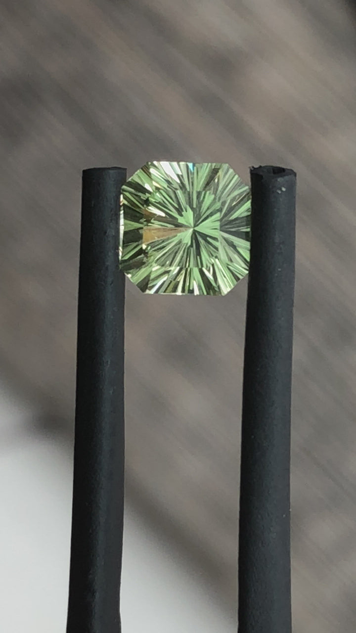 Grüner Granat im Fantasy-Schliff – quadratischer Granat in Smaragdform – 0,88 Karat, 5,4 mm
