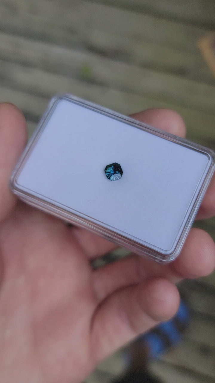 0.64 carat Teal Sapphire Octagon - Fantasy Cut, 5.3x5.7mm