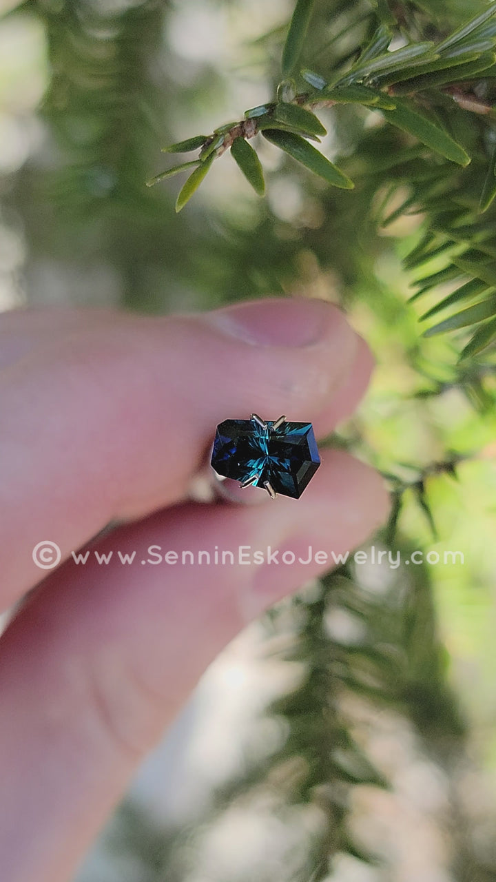 Heptagone saphir kényan vert encre/bleu 1,68 carat - 8,2 x 5,7 mm, taille fantaisie
