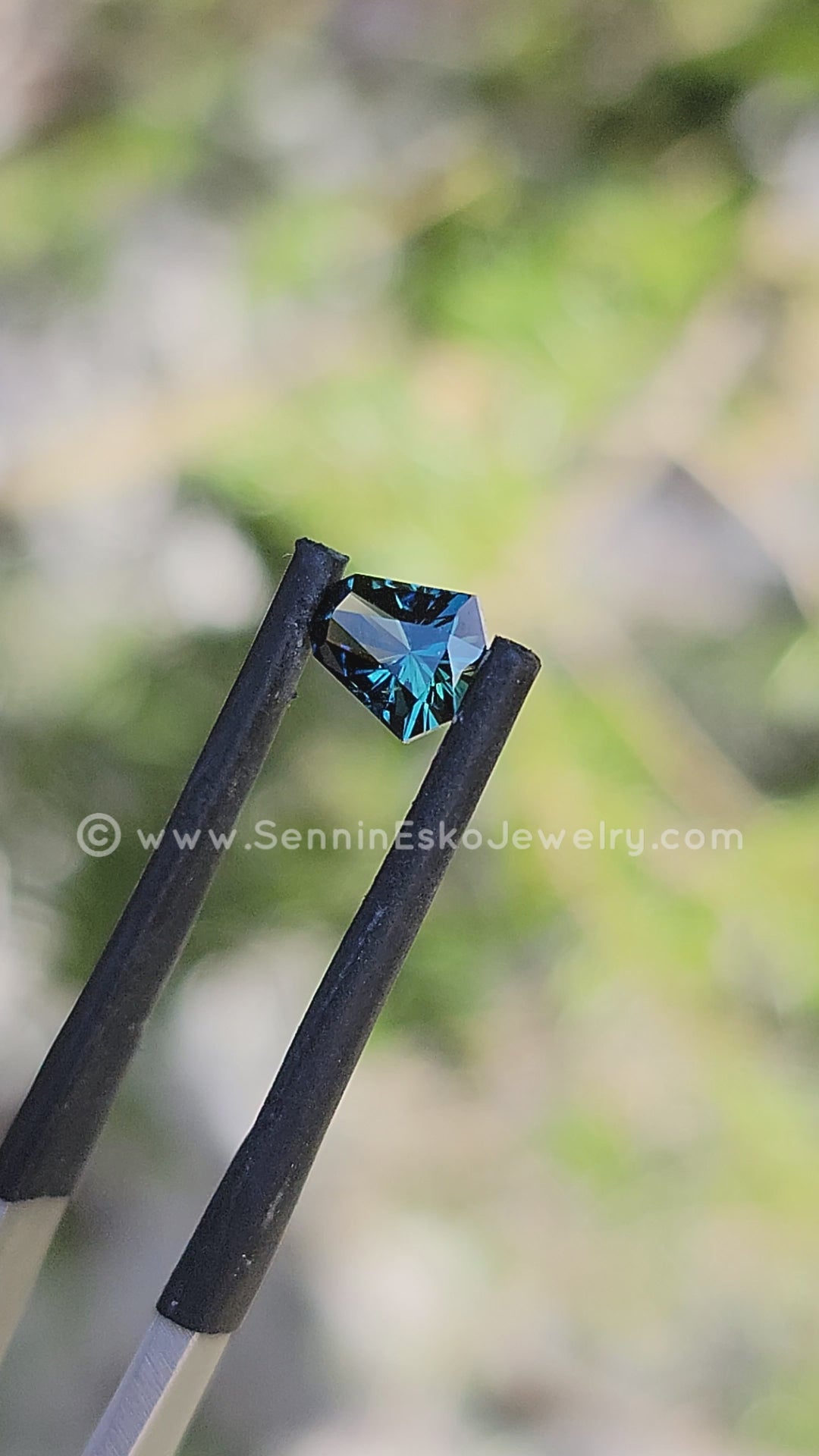 1.68 Carat Inky Green/Blue Kenyan Sapphire Heptagon - 8.2x5.7mm, Fantasy Cut
