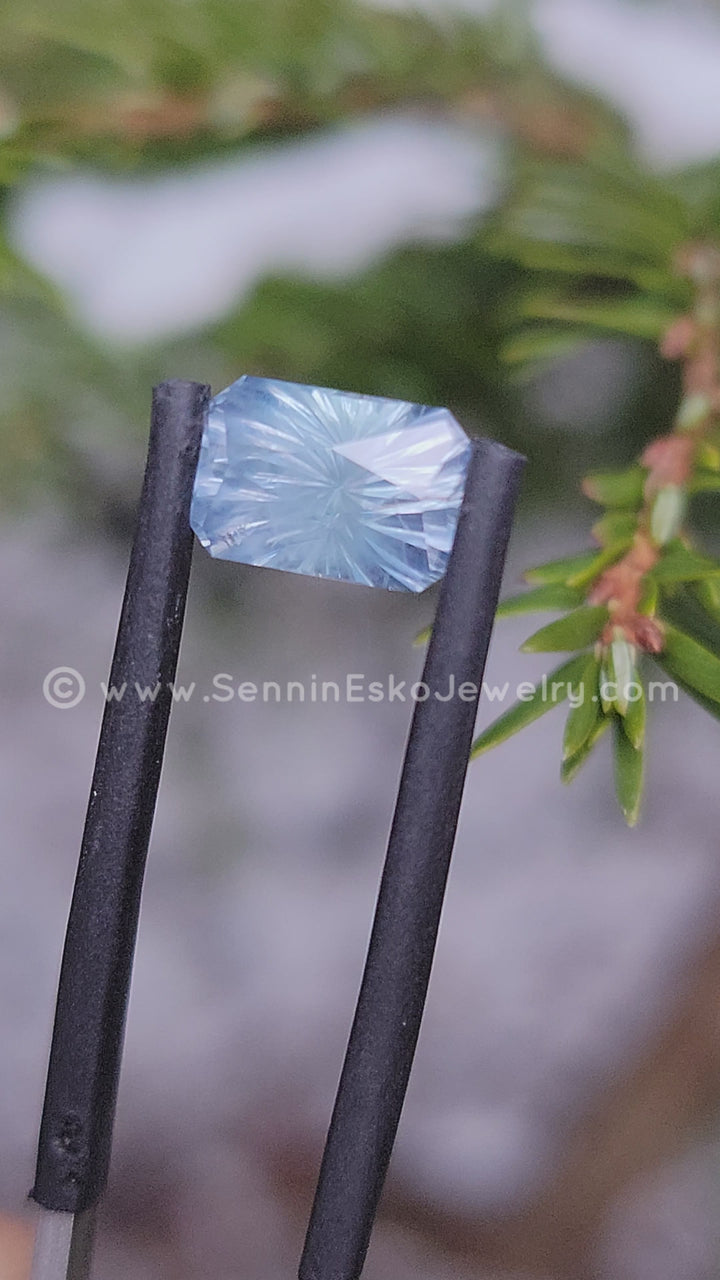 Octogone saphir du Montana bleu sarcelle clair de 2,6 ct - 8,6 x 5,9 mm