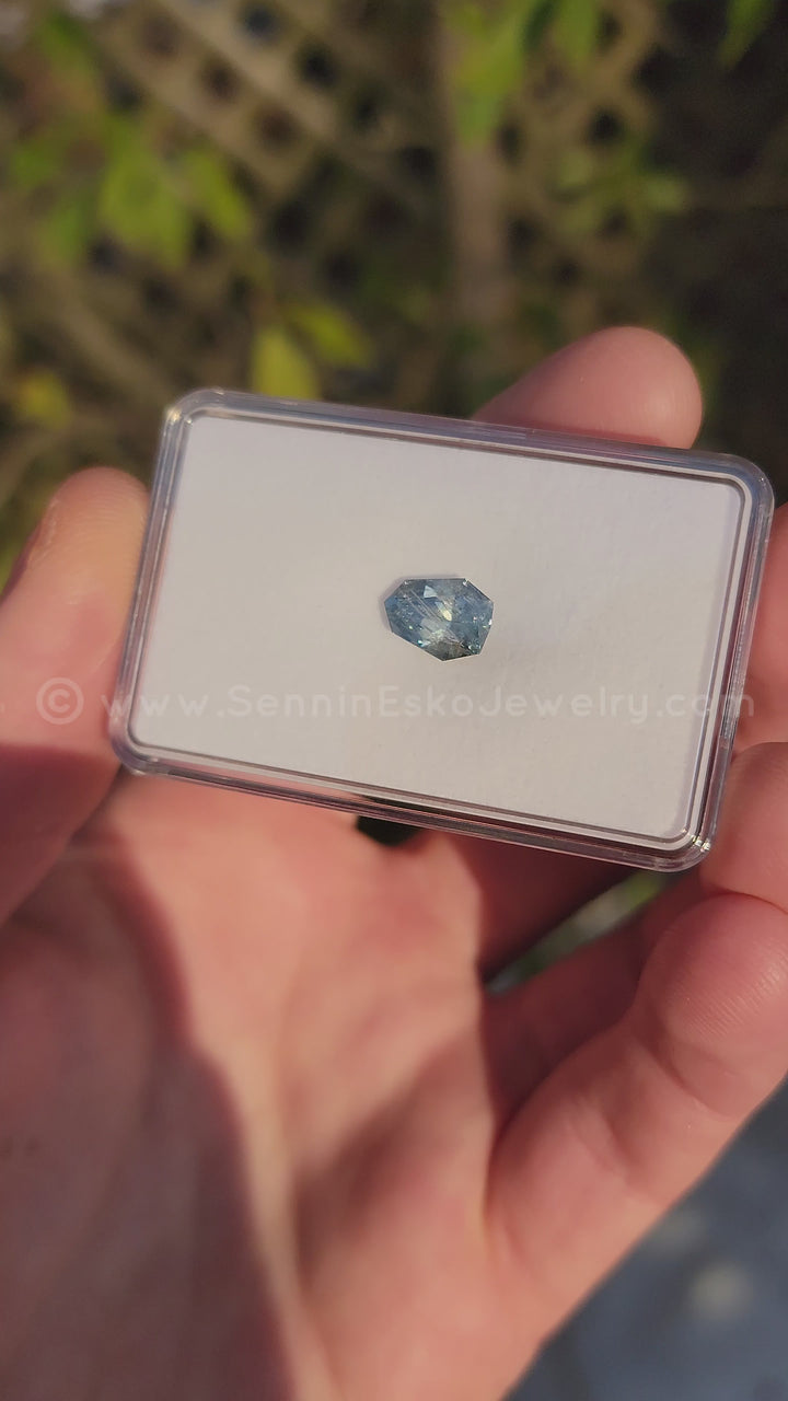 2.7 ct Mint Sapphire Shield, Blue/Green - Precision Cut - 10x7.7mm