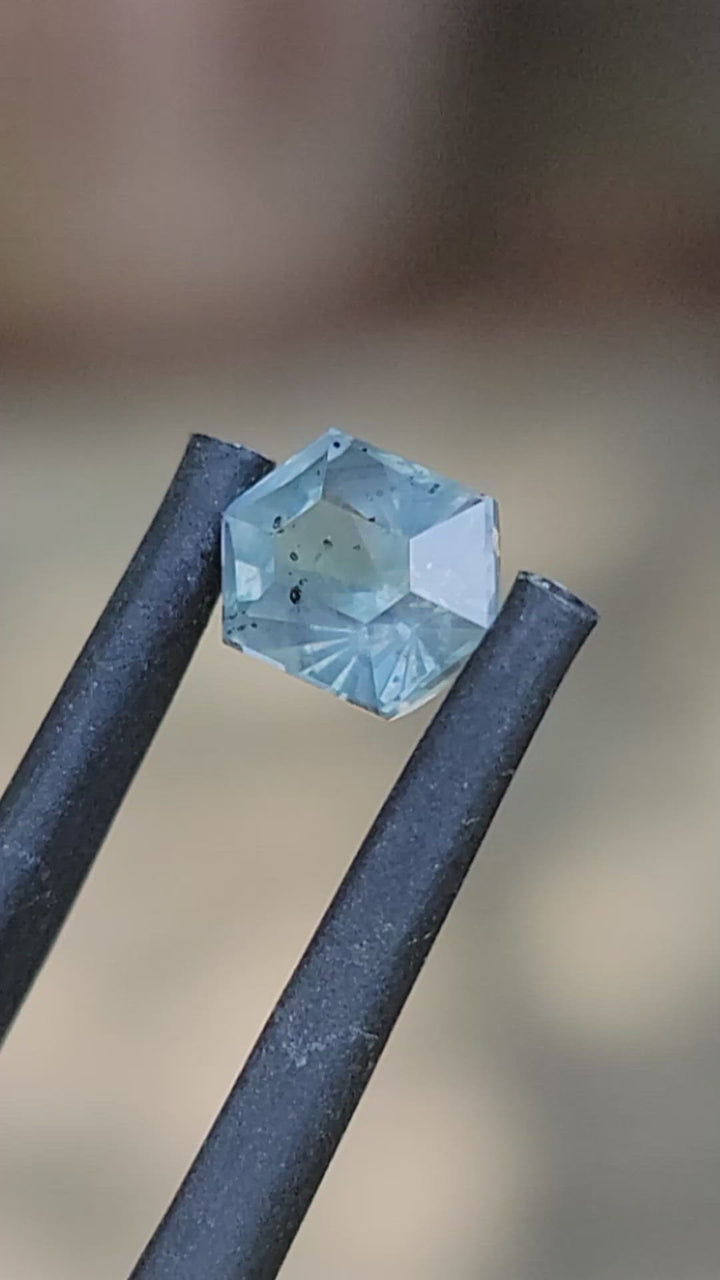 Sleeping Beauty 1.38 carat Greenish Blue Montana Sapphire Hexagon -  Precision Cut, 6.8x5mm