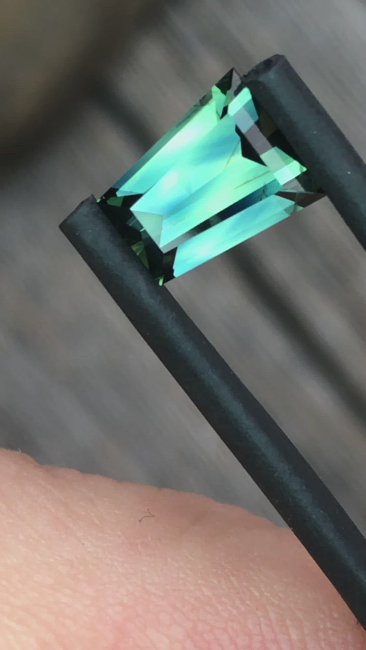 Parti Blue Green Sapphire 7.4x6mm - Step Cut - 1.6 carats - Kenyan Sapphire - Large Sapphire