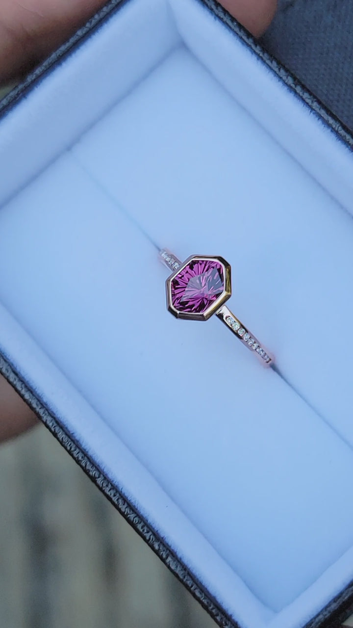 Custom Listing for Mia - Garnet and Diamond Rose Gold Bezel Ring