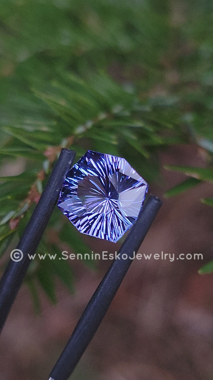 Coussin octogonal en tanzanite violet bleuté de 5,3 ct - Coupe fantaisie - 11x10,5 mm