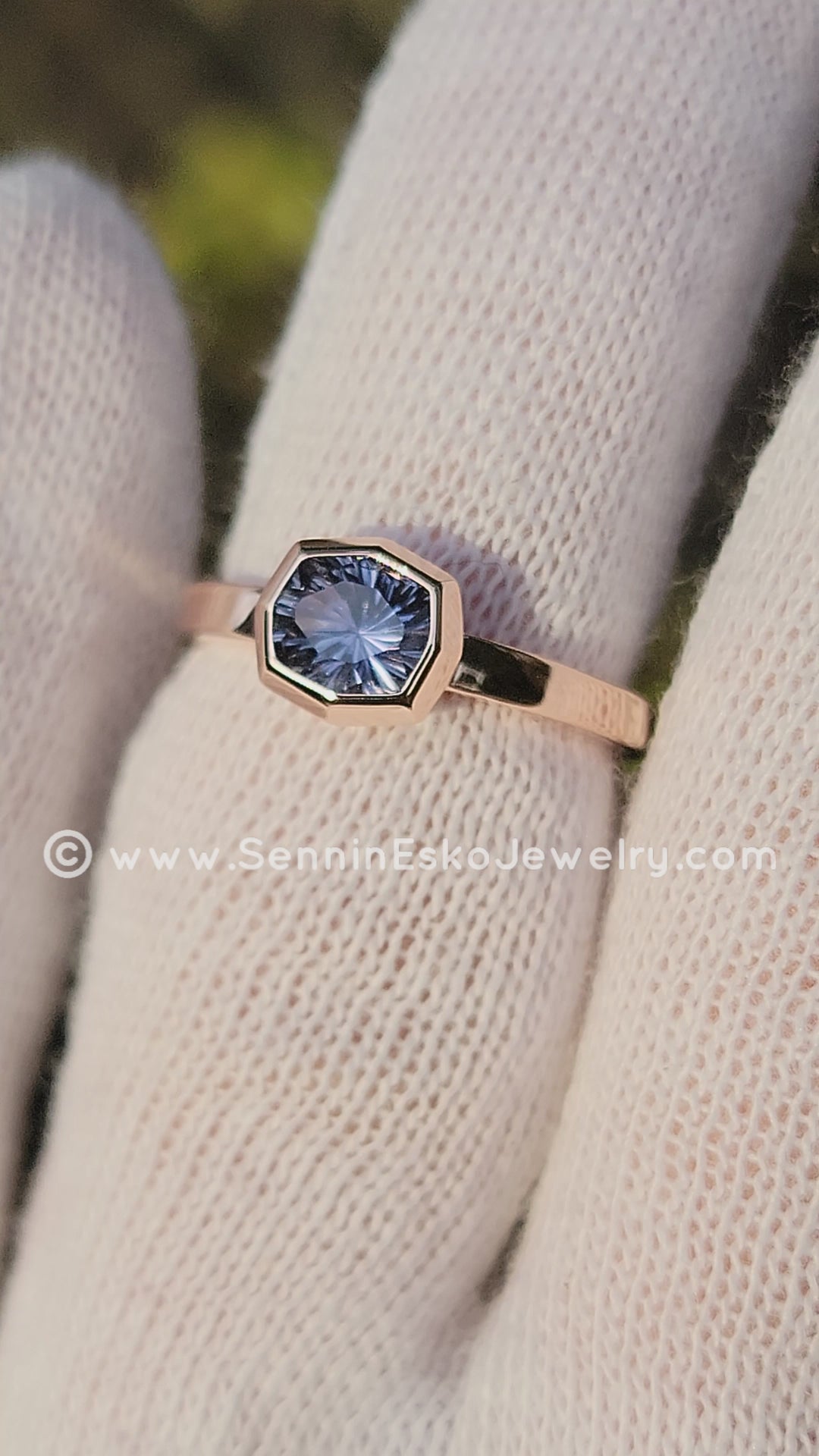 Medium Weight Solitaire Bezel Ring Setting - Fantasy Cut Umba Sapphire Depicted (Setting Only, Center Stone Sold Separately)