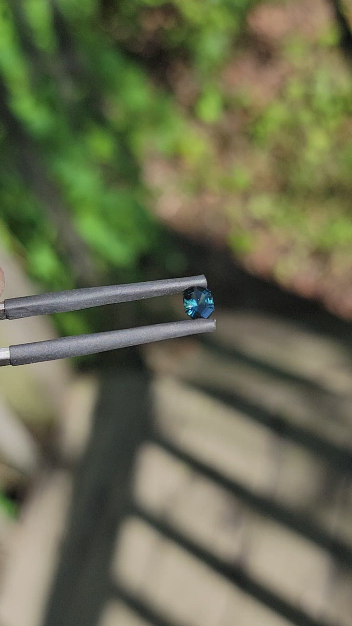 0.51 carat Teal/Blue Sapphire Long Octagon - Fantasy Cut, 4.9x4mm