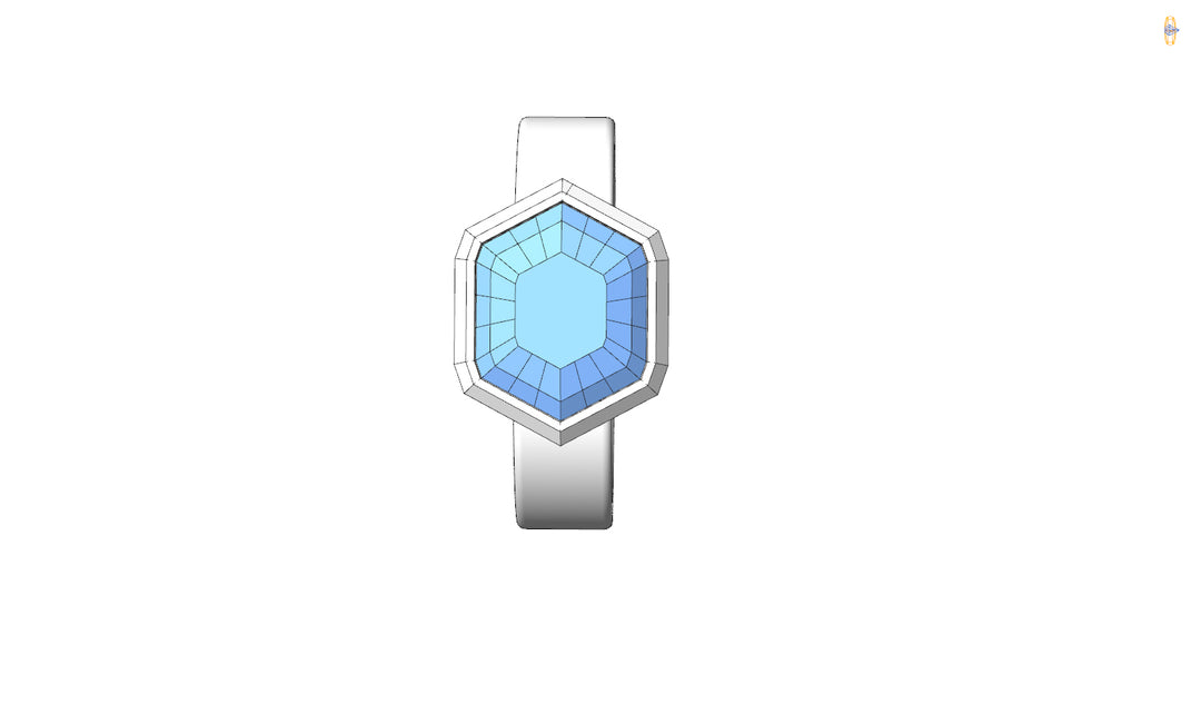Custom Listing - 2.58 Carat Aquamarine Hexagon White Gold Bezel Ring