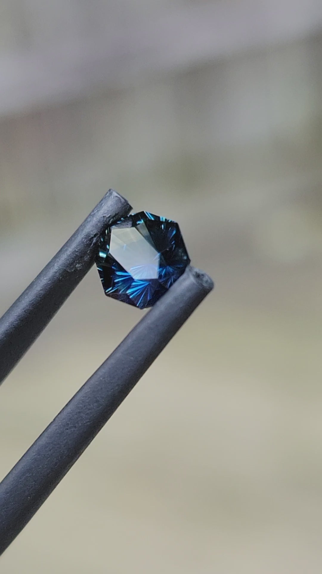 1.1 carat Velvety Blue/Green Sapphire Dodecagon - Fantasy Cut, 6.5x5.8mm