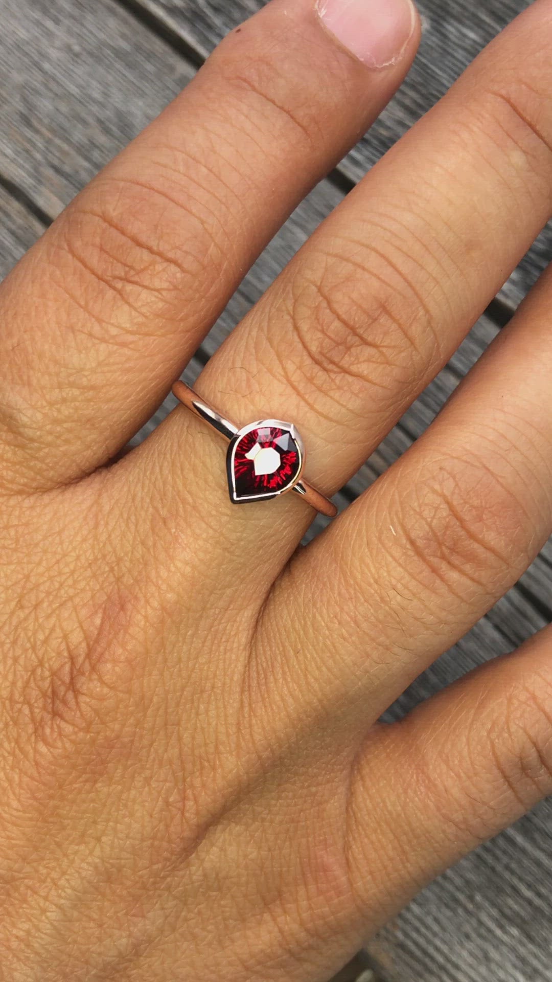 Medium/Lightweight Rose Gold Bezel Ring Setting - Depicted with Fantasy Cut Garnet (Setting Only, Center Stone Sold Separately)