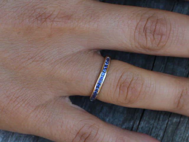 Precision cut Ceylon Color Sapphire Channel Ring - Natural Sapphire Wedding Band