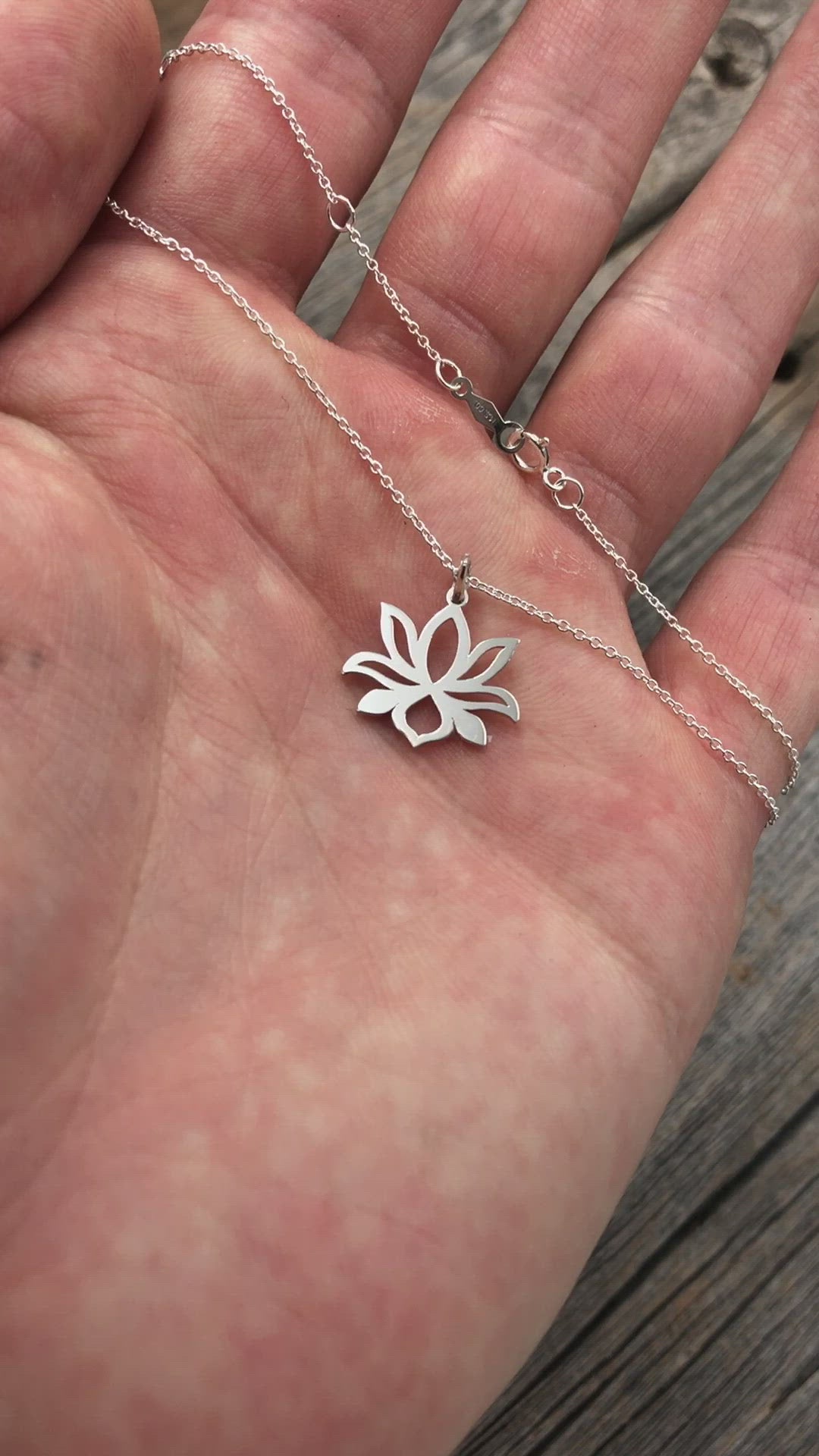 READY TO SHIP Silver Lotus Flower Necklace