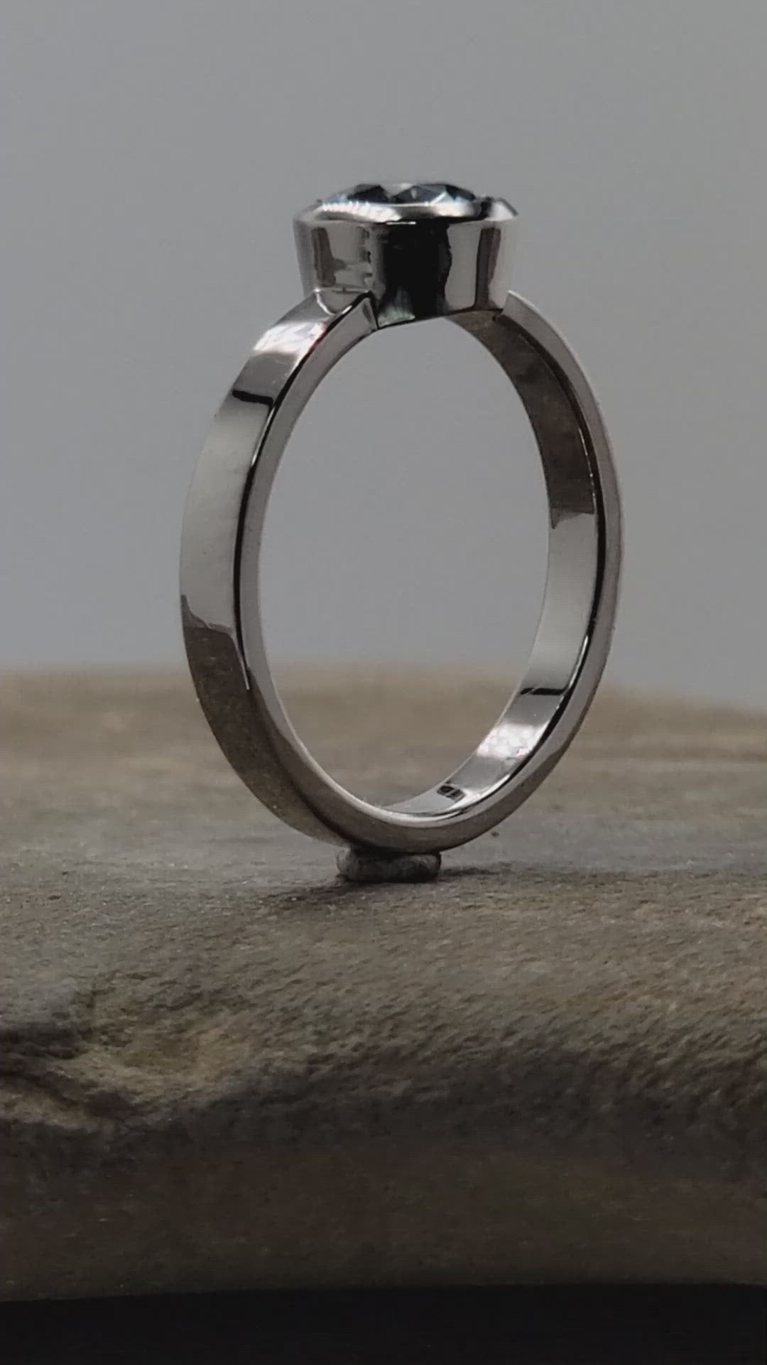 Aquamarine Platinum Wedding Set - Hand Cut Aquamarine - Aquamarine Engagement Ring - Platinum Wedding Ring