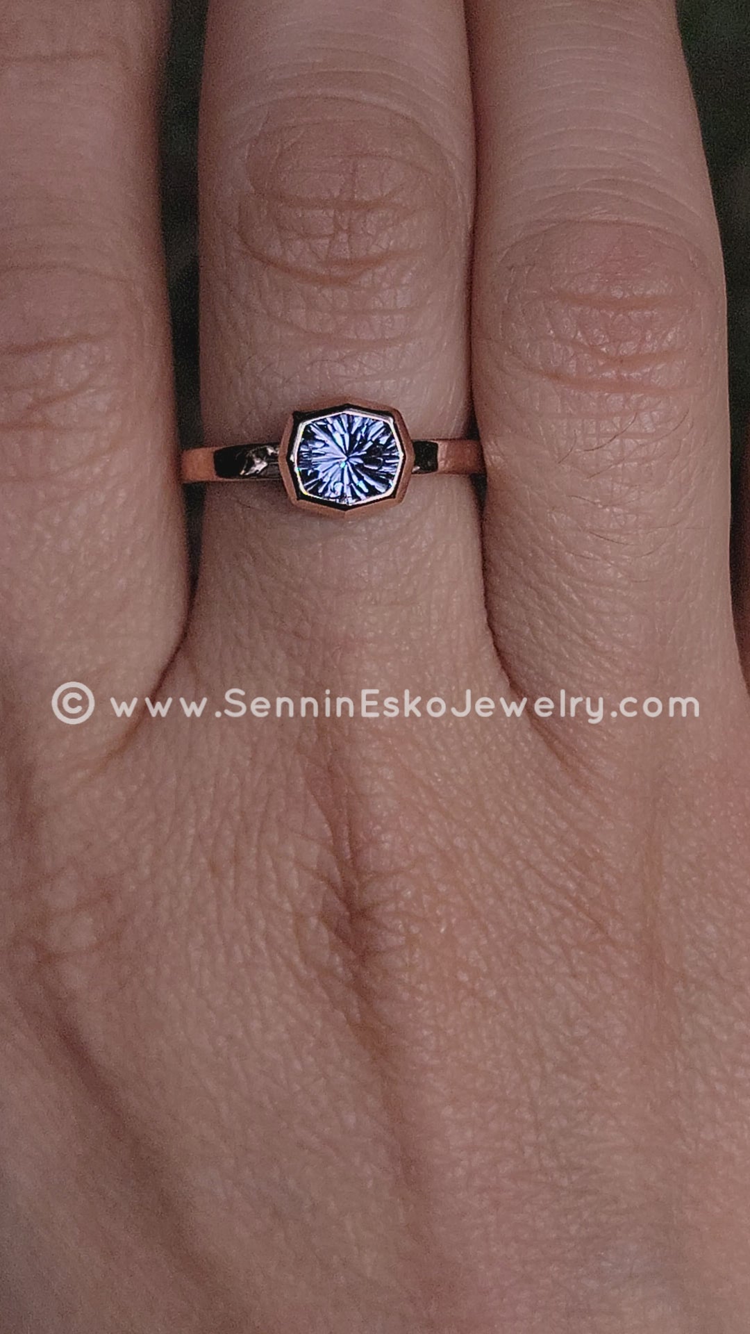 Medium Weight Solitaire Bezel Ring Setting - Fantasy Cut Umba Sapphire Depicted (Setting Only, Center Stone Sold Separately)