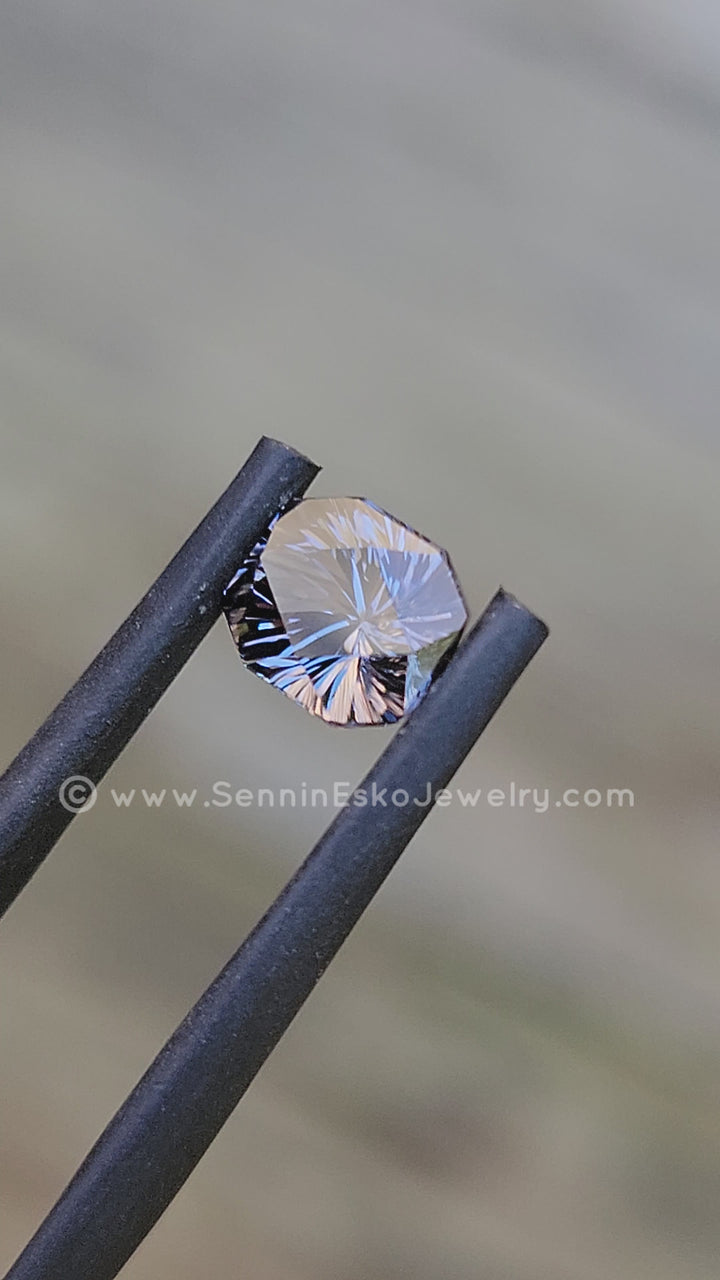 Octogone spinelle bleu/gris 1,2 carat - Taille fantaisie 6,6 x 5,8 mm