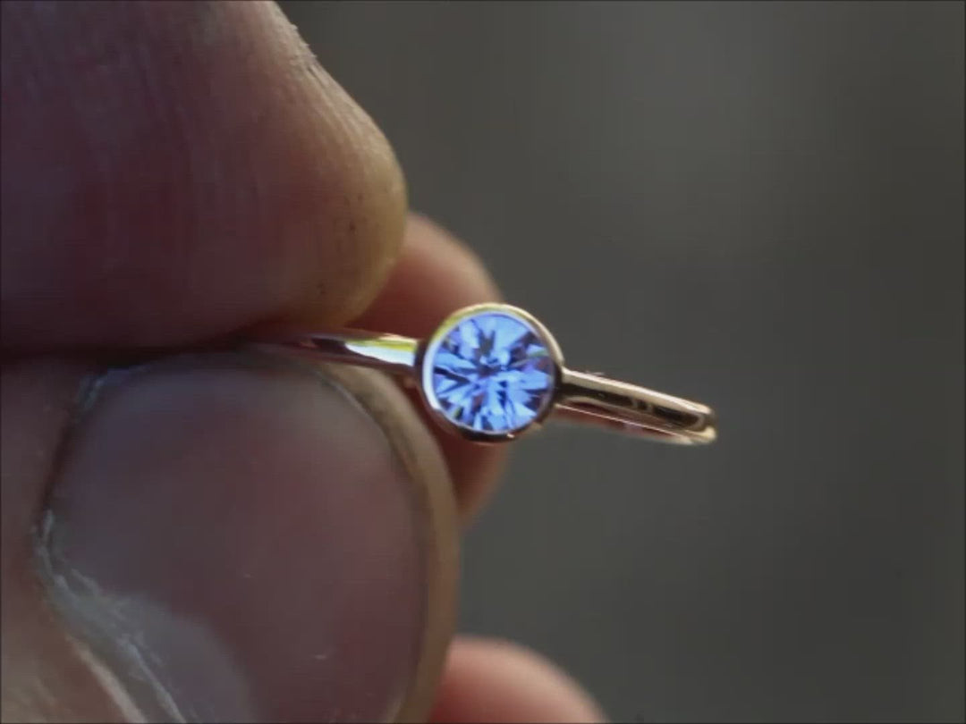 Custom Cut Tanzanite Rose Gold Bezel Ring - Tanzanite Engagement Ring - Tanzanite Solitaire Ring