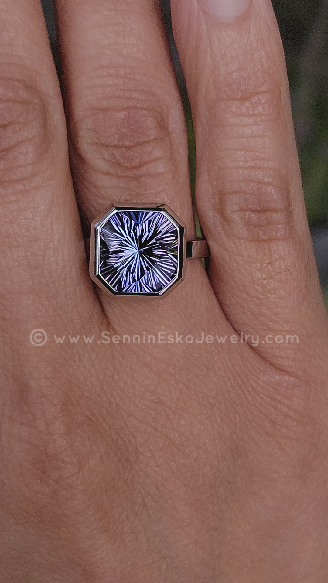 Heavy Weight Platinum Solitaire Bezel Ring Setting - Fantasy Cut 5.9 Carat Tanzanite Depicted (Setting Only, Center Stone Sold Separately)