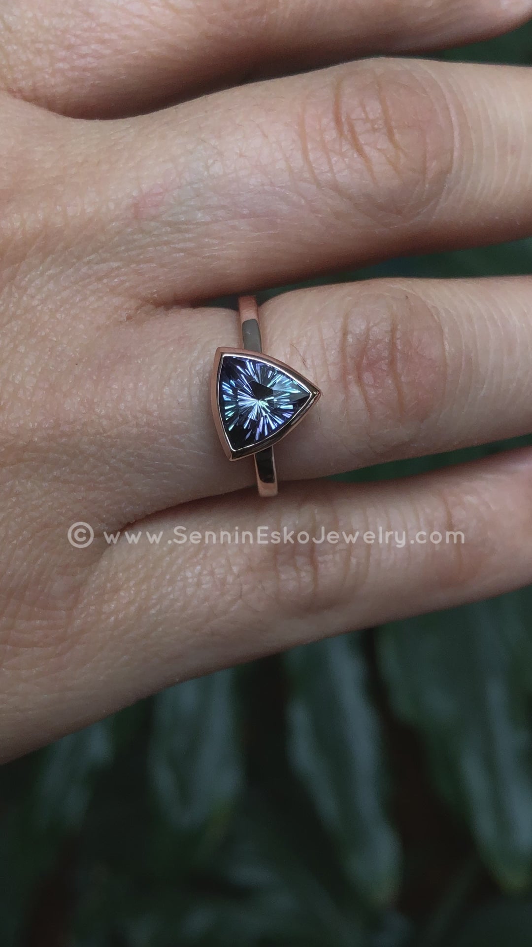 Medium Weight Bezel Ring Setting with a Rectangular Band - Tanzanite Depicted (Setting Only, Center Stone Sold Separately)
