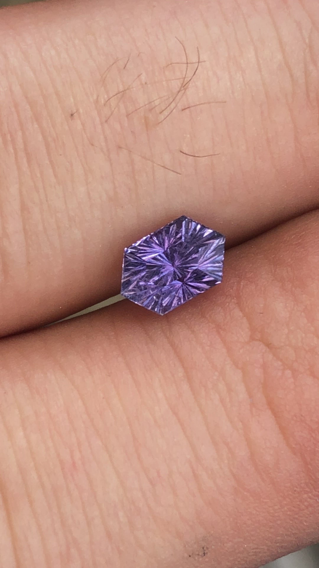 Fantasy Cut Purple Sapphire Hexagon - Rupee Cut Sapphire - 1.12 carats 7x4.5mm