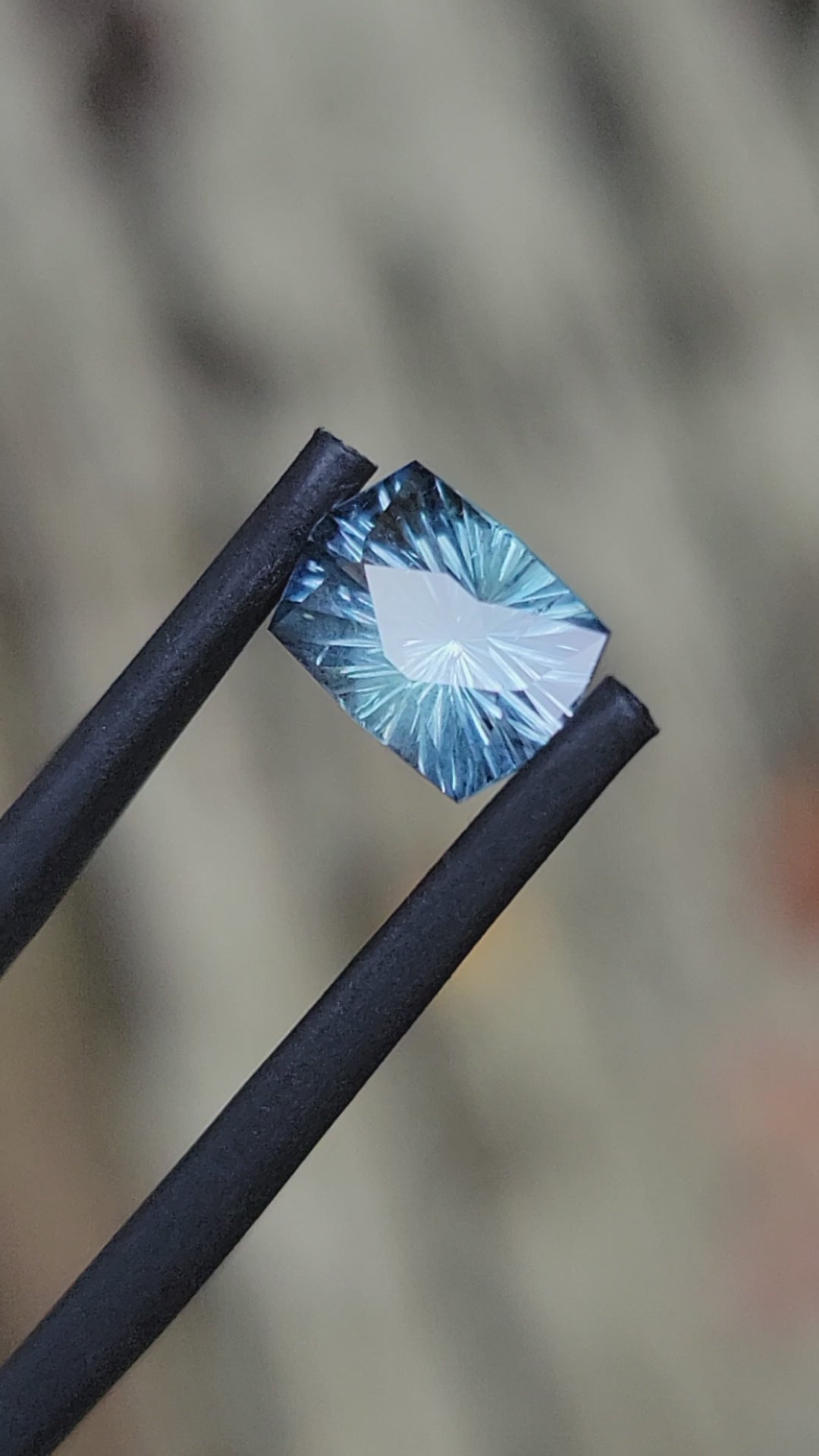 2.1 carat Bluish Green Montana Sapphire - Fantasy Cut, 8.8x6.1mm