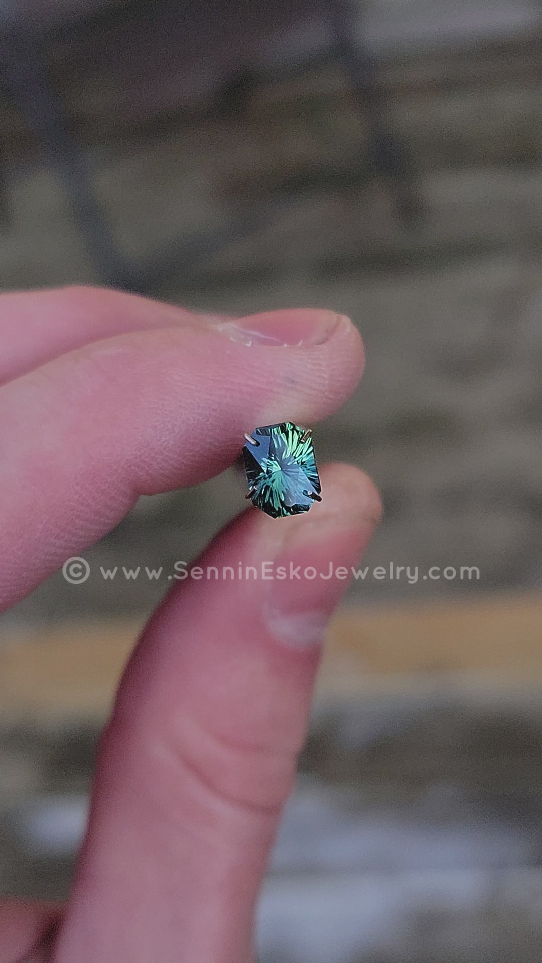 1.91 ct Bluish Green Kenyan Sapphire Octagon - Fantasy Cut - 8x6.1mm