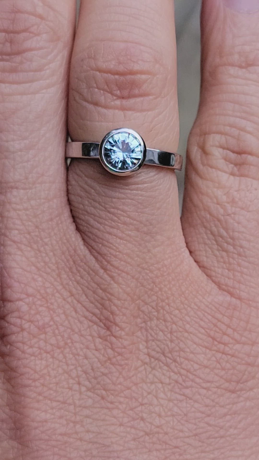 Aquamarine Platinum Bezel Ring - Hand Cut Aquamarine - Aquamarine Engagement Ring - Platinum Wedding Ring