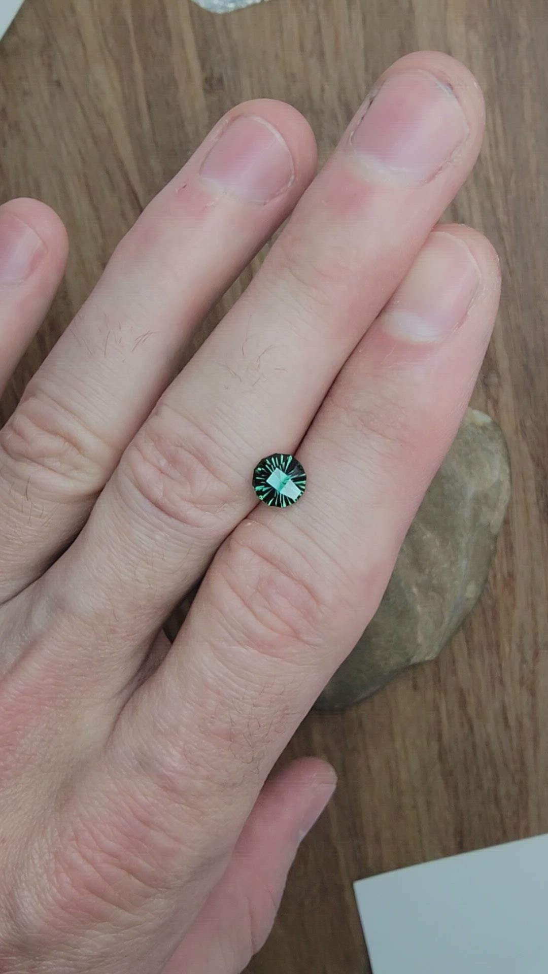 1.68 carat Blue/Green Sapphire Round - Fantasy Cut, 7mm in diameter