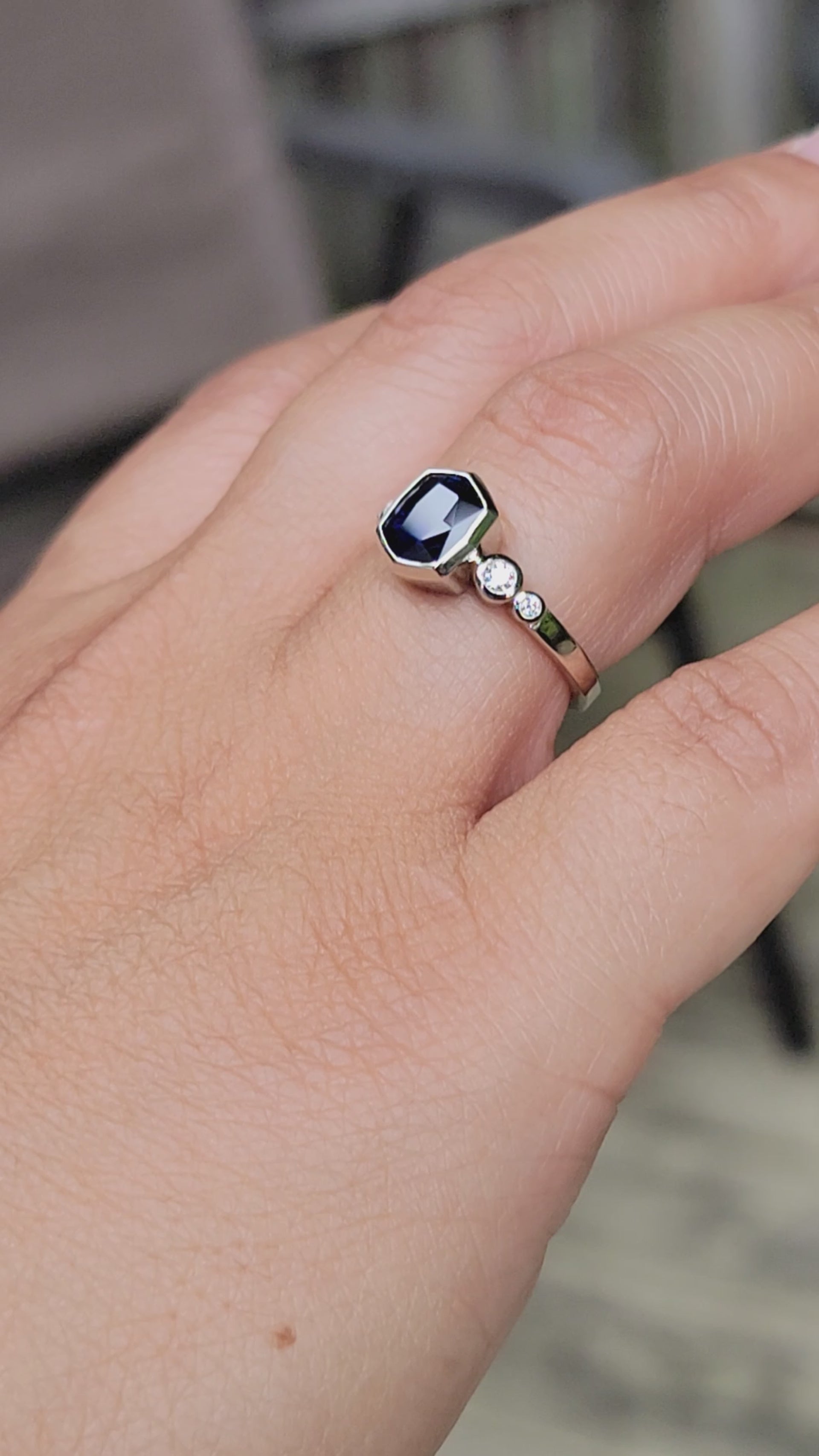 Five Stone Diamond Accented Multi Bezel Setting - Fantasy