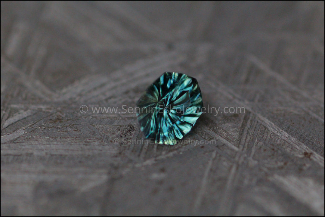 0.67 carat Teal Sapphire Hexagon - 6x4.6mm - Fantasy Cut Sennin Esko Jewelry Archive Tag, Beads, Blue Sapphire, Craft Supplies & Tools, Cushion Sapphire, Fantasy Cut, Fantasy Cu Past Hand Cut Gemstones