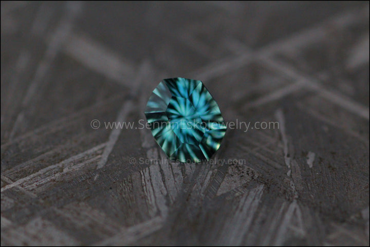 0.67 carat Teal Sapphire Hexagon - 6x4.6mm - Fantasy Cut Sennin Esko Jewelry Archive Tag, Beads, Blue Sapphire, Craft Supplies & Tools, Cushion Sapphire, Fantasy Cut, Fantasy Cu Past Hand Cut Gemstones