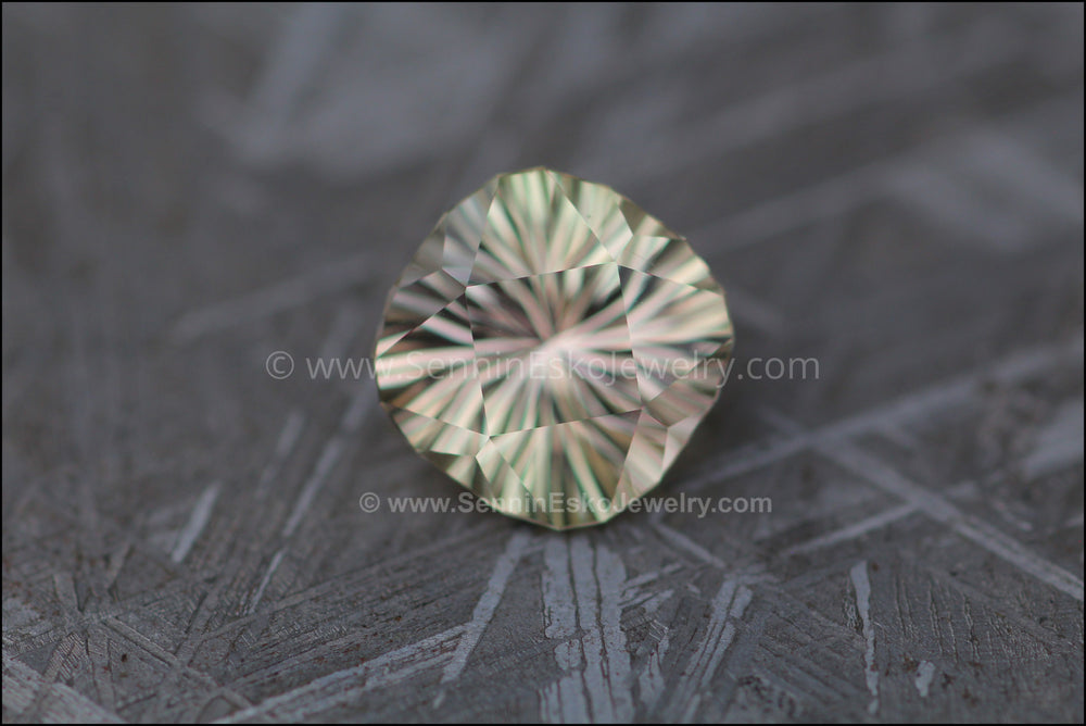4.7 ct Greenish Pink Tourmaline Cushion - 10.6x9.6mm - Fantasy Cut Sennin Esko Jewelry Archive Tag, Beads, congo tourmaline, Craft Supplies & Tools, Fantasy Cut, Gems & Cabochons, Gemston Past Hand Cut Gemstones