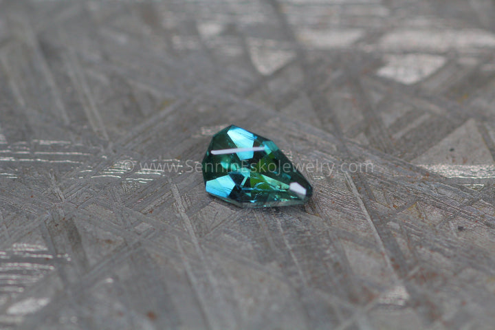 (Less Than Perfect) 1.1 carat Bluish Green Sapphire Kite - 7.3x4.7mm Sennin Esko Jewelry Archive Tag, Beads, Blue Sapphire, Craft Supplies & Tools, Cushion Sapphire, Fantasy Cut, Fantasy Cu Past Hand Cut Gemstones