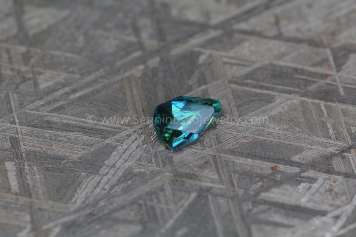 (Less Than Perfect) 1.1 carat Bluish Green Sapphire Kite - 7.3x4.7mm Sennin Esko Jewelry Archive Tag, Beads, Blue Sapphire, Craft Supplies & Tools, Cushion Sapphire, Fantasy Cut, Fantasy Cu Past Hand Cut Gemstones