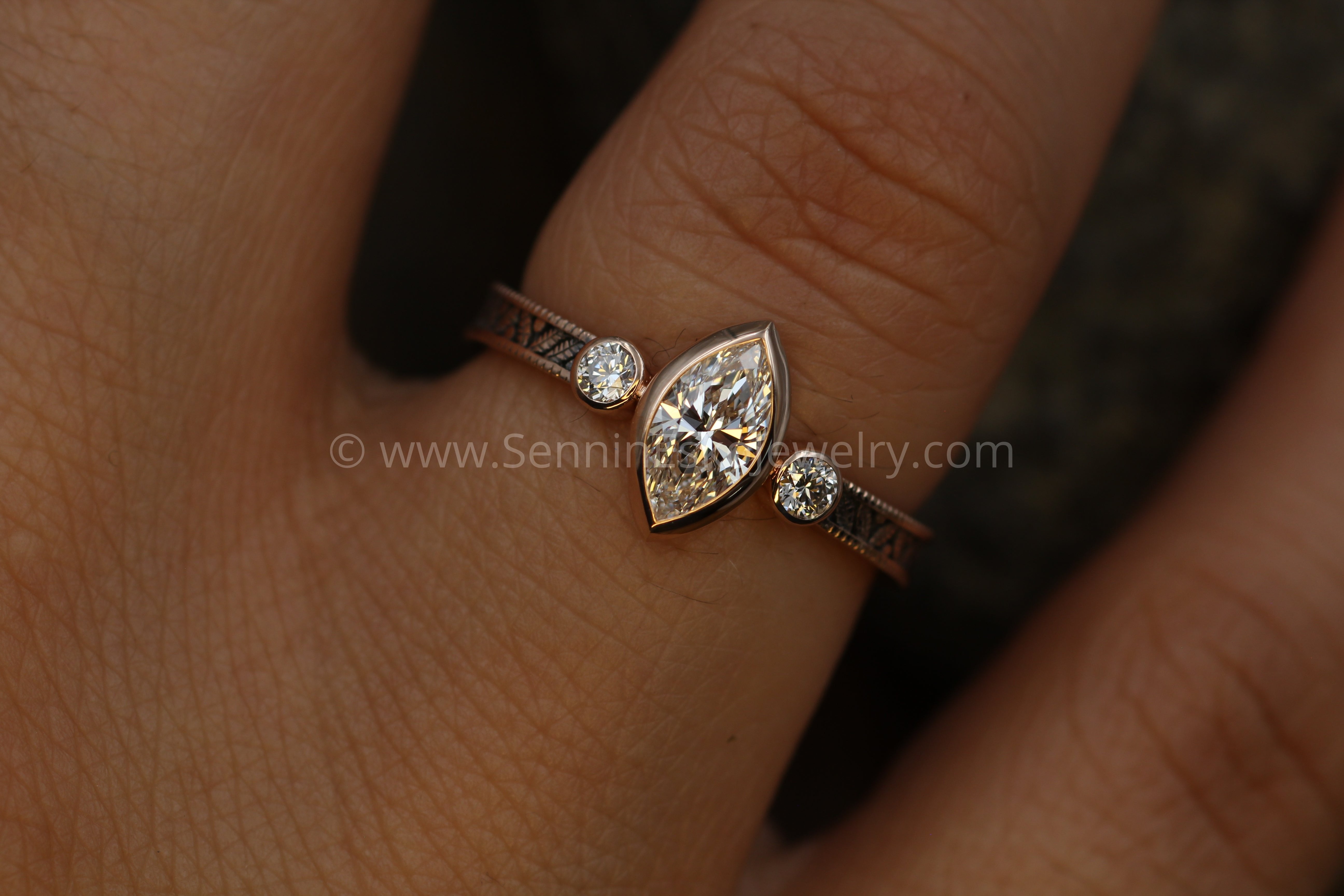 Diamond Rose Gold Hand Made Vintage Engagement Ring