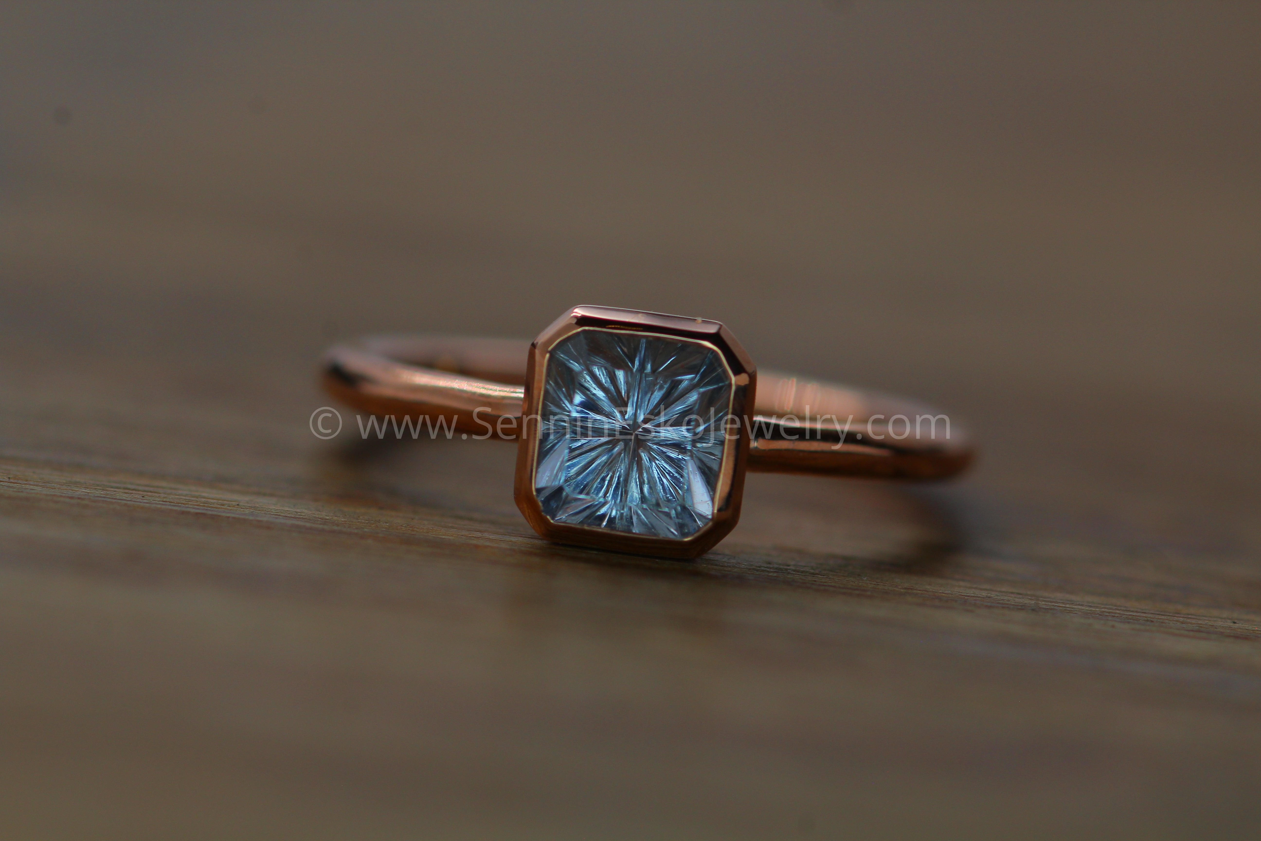 Medium/Lightweight Rose Gold Bezel Ring Setting - Depicted