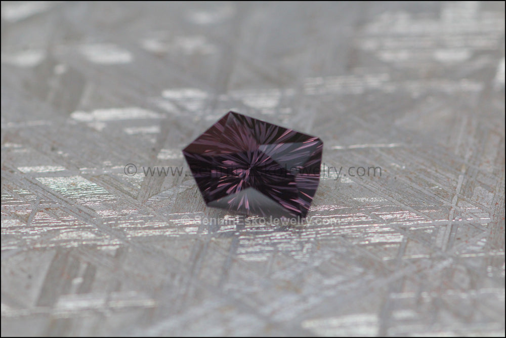 2.7ct Inky Gray Purple Spinel Shield - 9.5x6.7mm - Fantasy Cut Sennin Esko Jewelry Archive Tag, Beads, Craft Supplies & Tools, Fantasy Cut, Fantasy Spinel, Gems & Cabochons, Gemstone, Past Hand Cut Gemstones