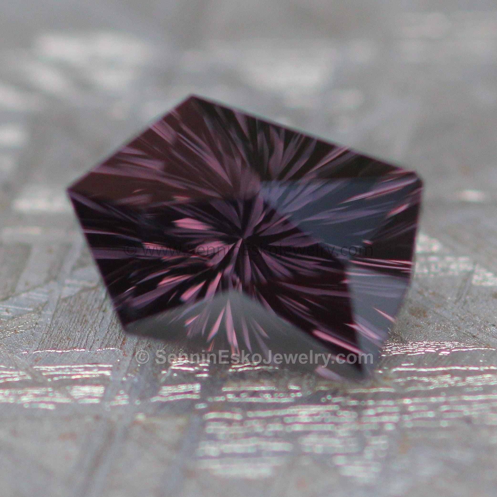 2.7ct Inky Gray Purple Spinel Shield - 9.5x6.7mm - Fantasy Cut