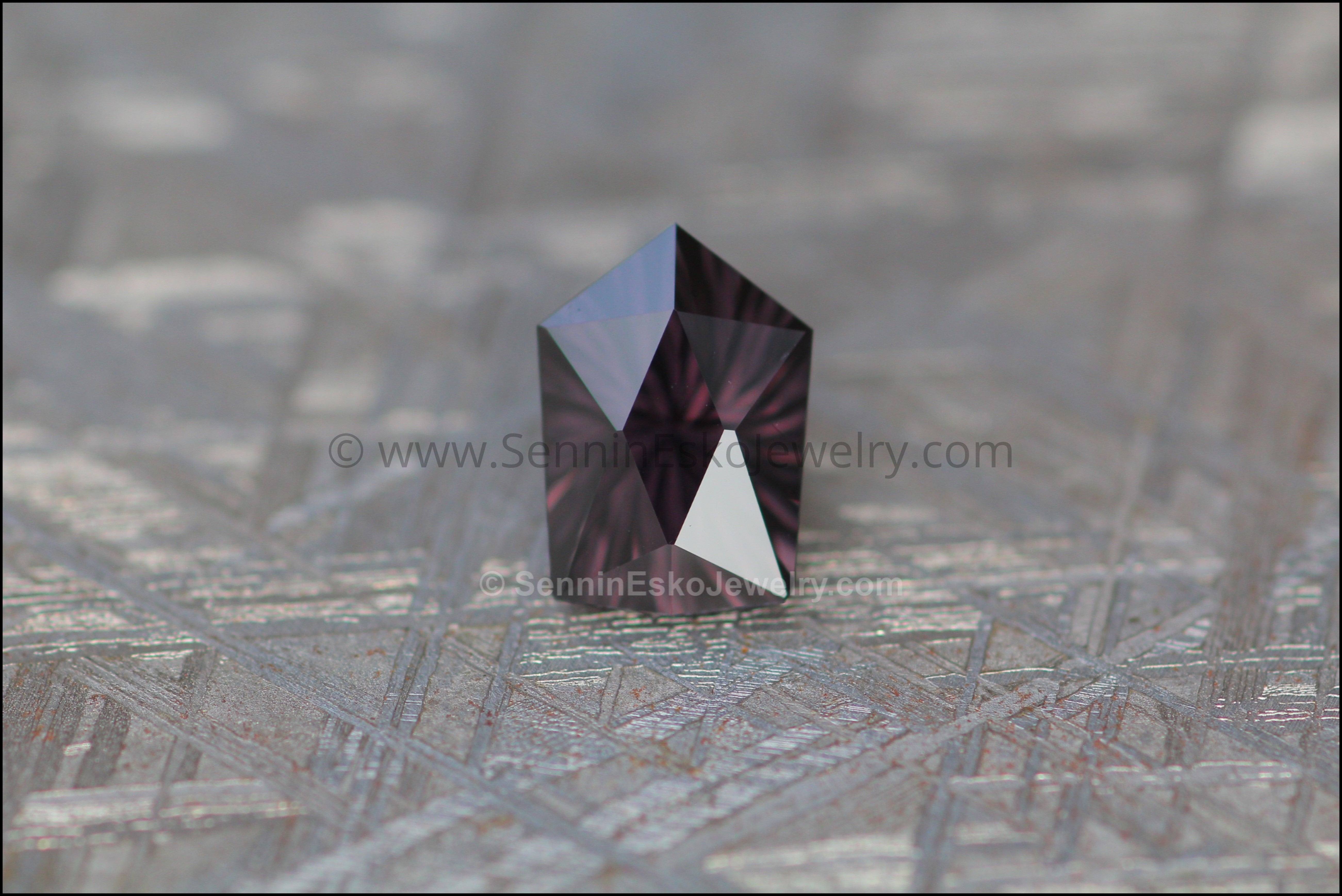 2.7ct Inky Gray Purple Spinel Shield - 9.5x6.7mm - Fantasy Cut