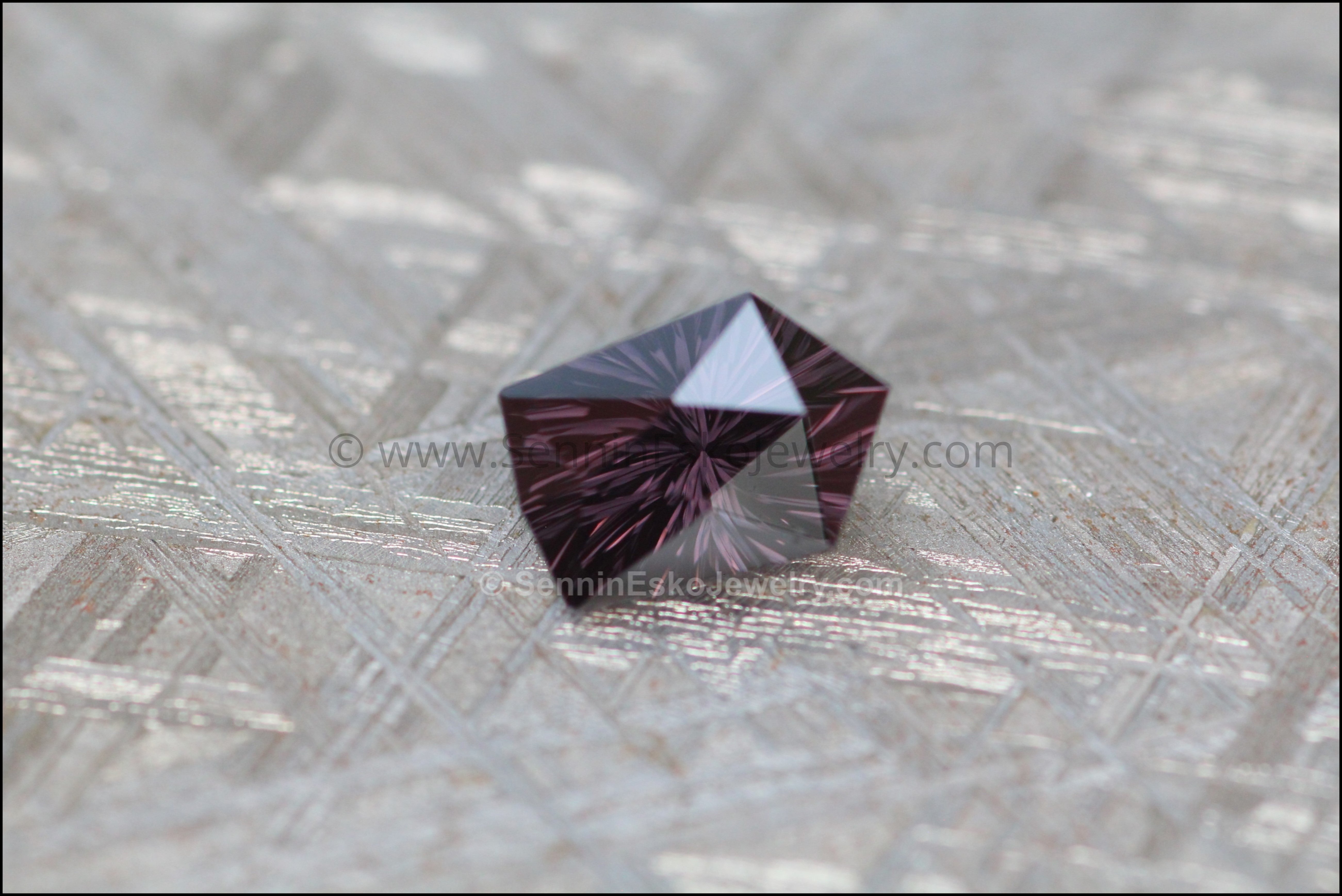 2.7ct Inky Gray Purple Spinel Shield - 9.5x6.7mm - Fantasy Cut
