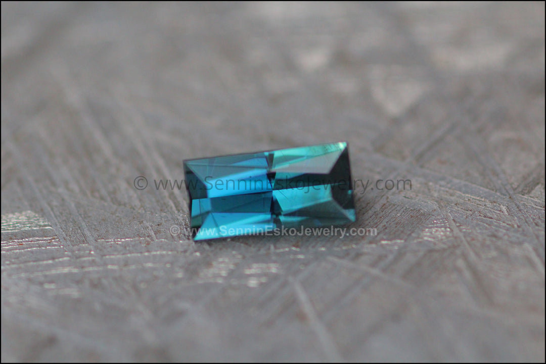 1.1 carat Teal Sapphire Baguette - Precision Cut - 7.9x3.8mm Sennin Esko Jewelry Beads, Blue Sapphire, Craft Supplies & Tools, Cushion Sapphire, Fantasy Cut, Fantasy Cut Sapphire, G Ready To Ship Gemstones