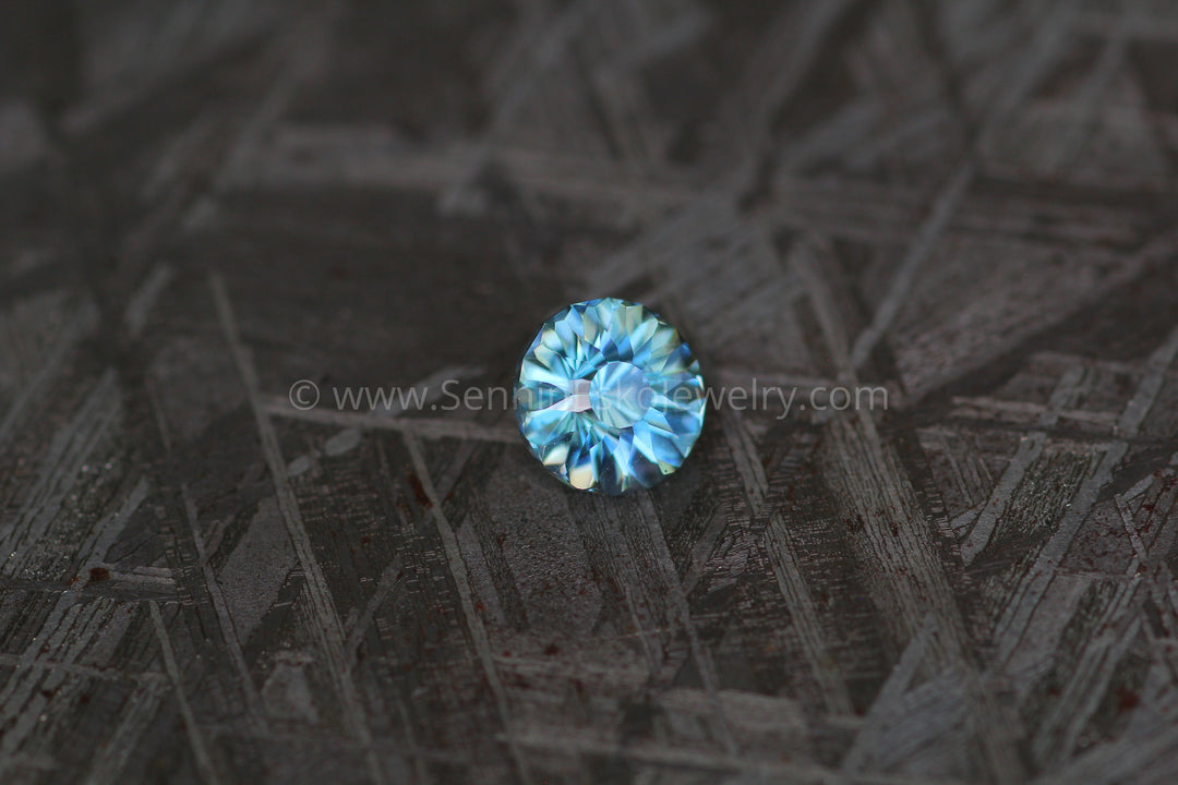 0.94 carat Blue Zircon - 5.3x3.6mm Sennin Esko Jewelry Archive Tag, Argentium Zircon, Blue Zircon, Fantasy Cut, Flower Cut, Gems & Cabochons, Gemstones, ha Past Hand Cut Gemstones