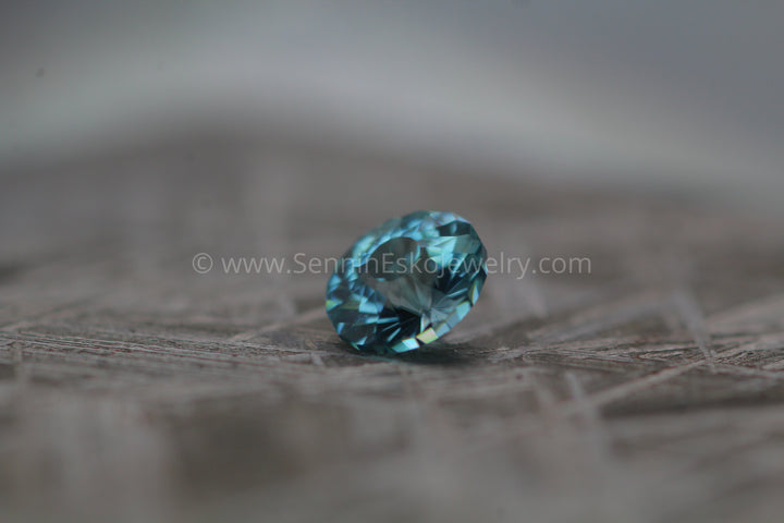 0.94 carat Blue Zircon - 5.3x3.6mm Sennin Esko Jewelry Archive Tag, Argentium Zircon, Blue Zircon, Fantasy Cut, Flower Cut, Gems & Cabochons, Gemstones, ha Past Hand Cut Gemstones